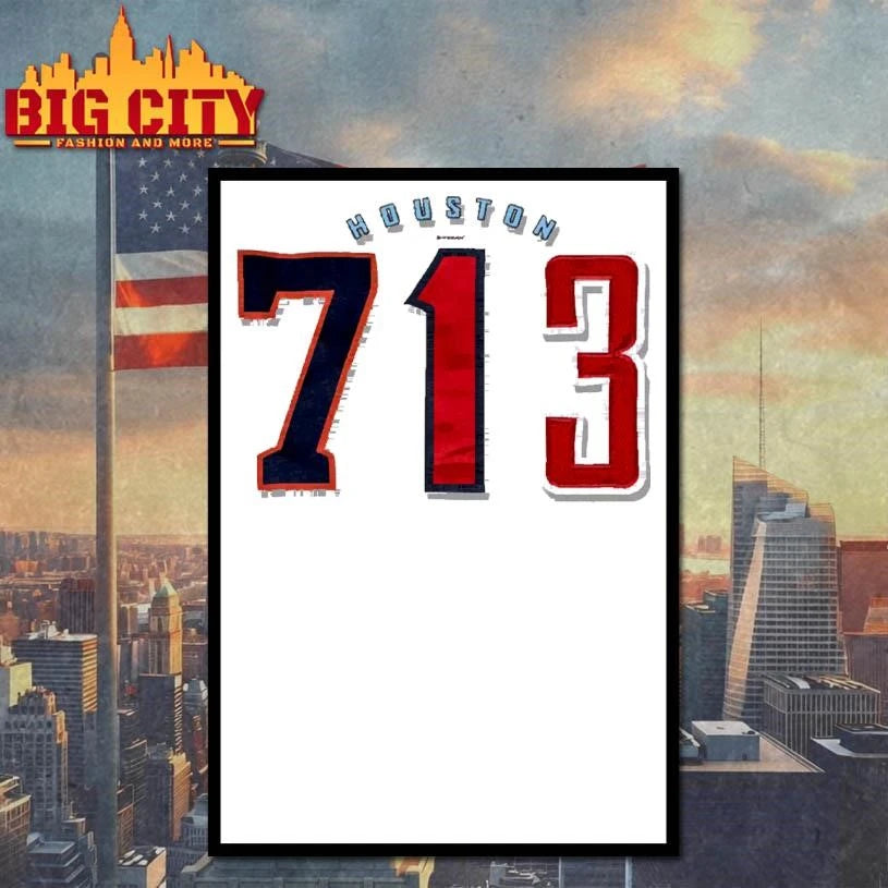 Vintage Houston 713 Football Style Number Typography - Adult & Kids T-Shirts, Sweatshirts & Hoodies apparel design preview 4