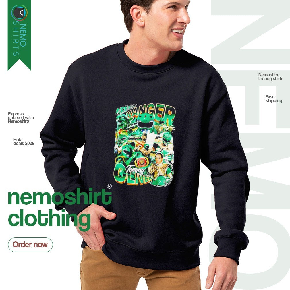 Green Ranger Tommy Oliver signature graphic - Adult & Kids T-Shirts, Sweatshirts & Hoodies apparel design preview 4