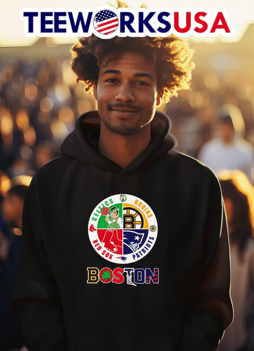 Boston Celtics Bruins Red Sox and Patriots logo - Adult & Kids T-Shirts, Sweatshirts & Hoodies apparel design preview 2