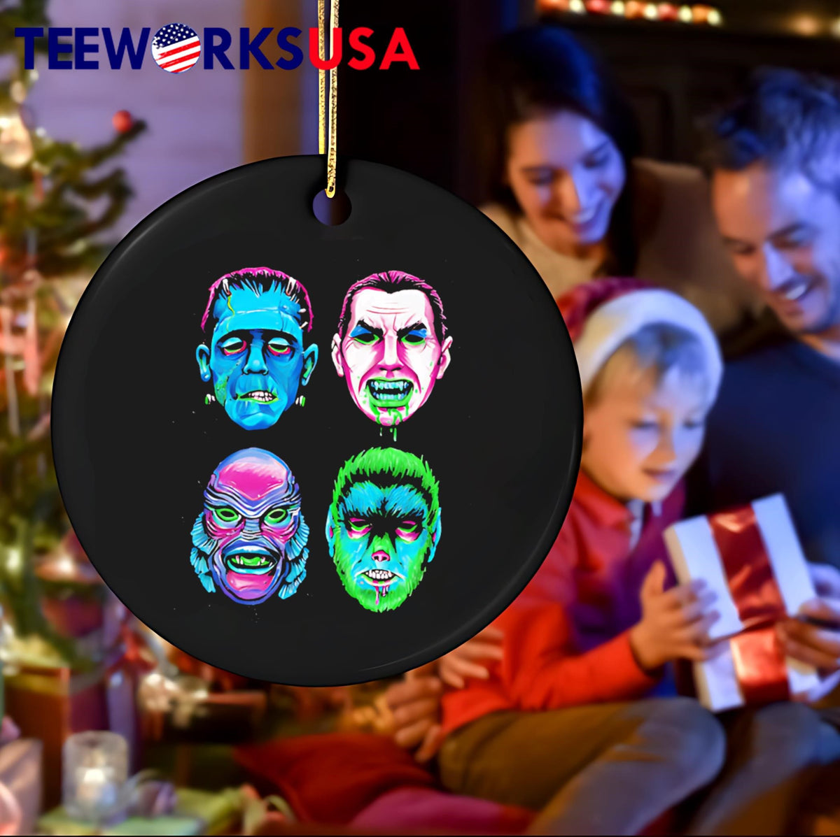Neon Monster Masks - Adult & Kids T-Shirts, Sweatshirts & Hoodies apparel design preview 4