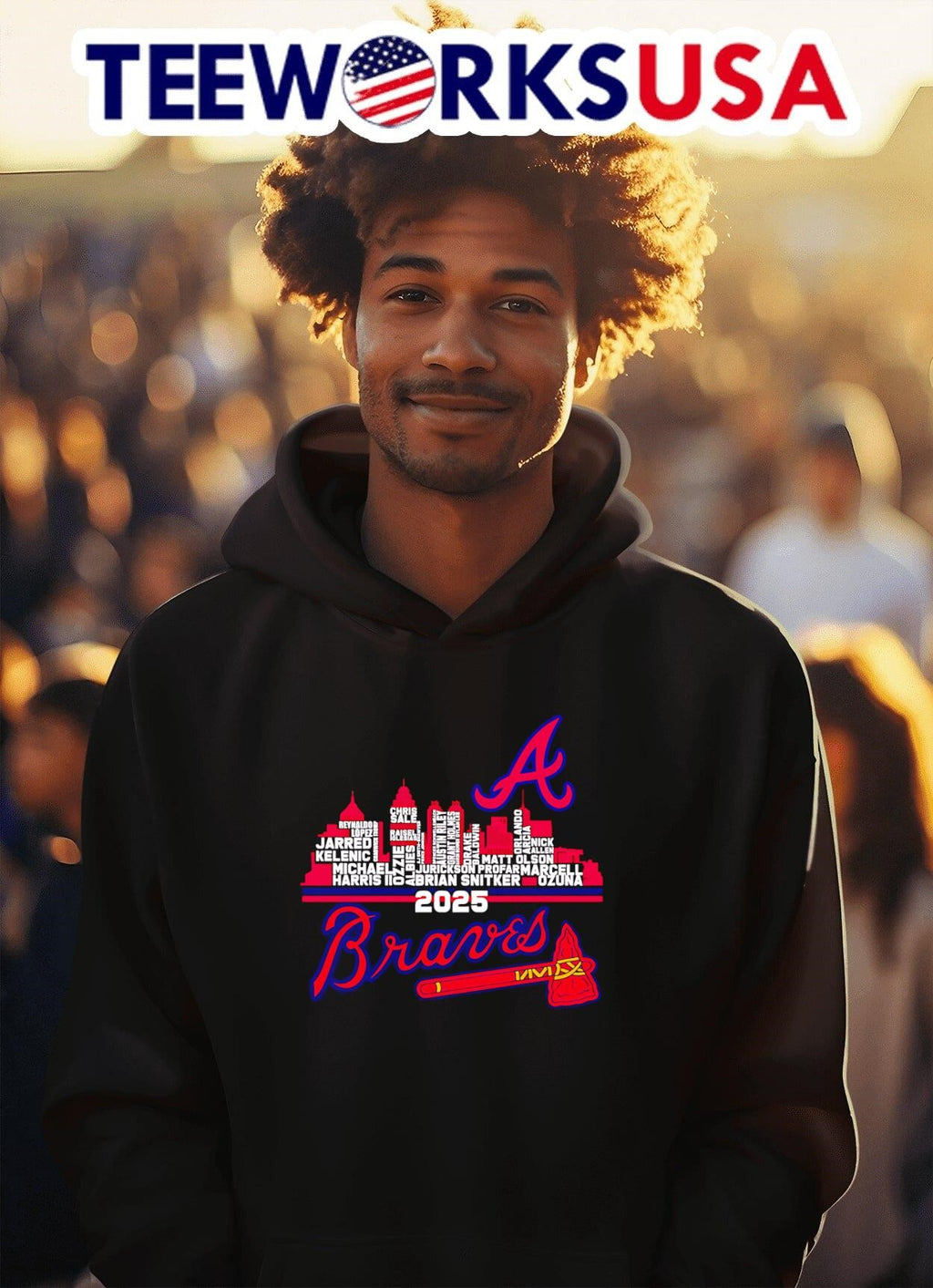 Atlanta Braves 2025 skyline name - Adult & Kids T-Shirts, Sweatshirts & Hoodies apparel design preview 2