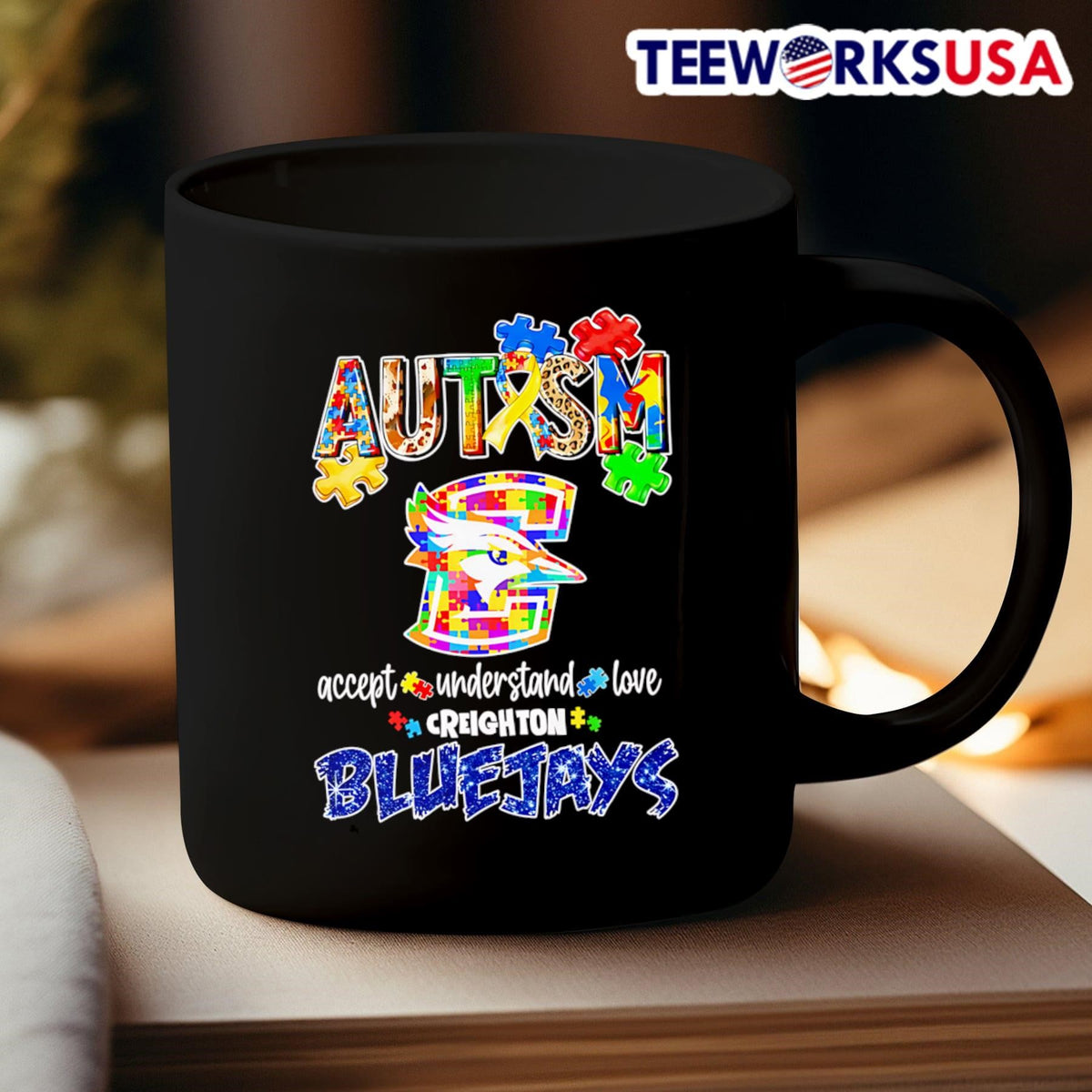 Autism accept understand love Creighton Bluejays - Adult & Kids T-Shirts, Sweatshirts & Hoodies apparel design preview 3