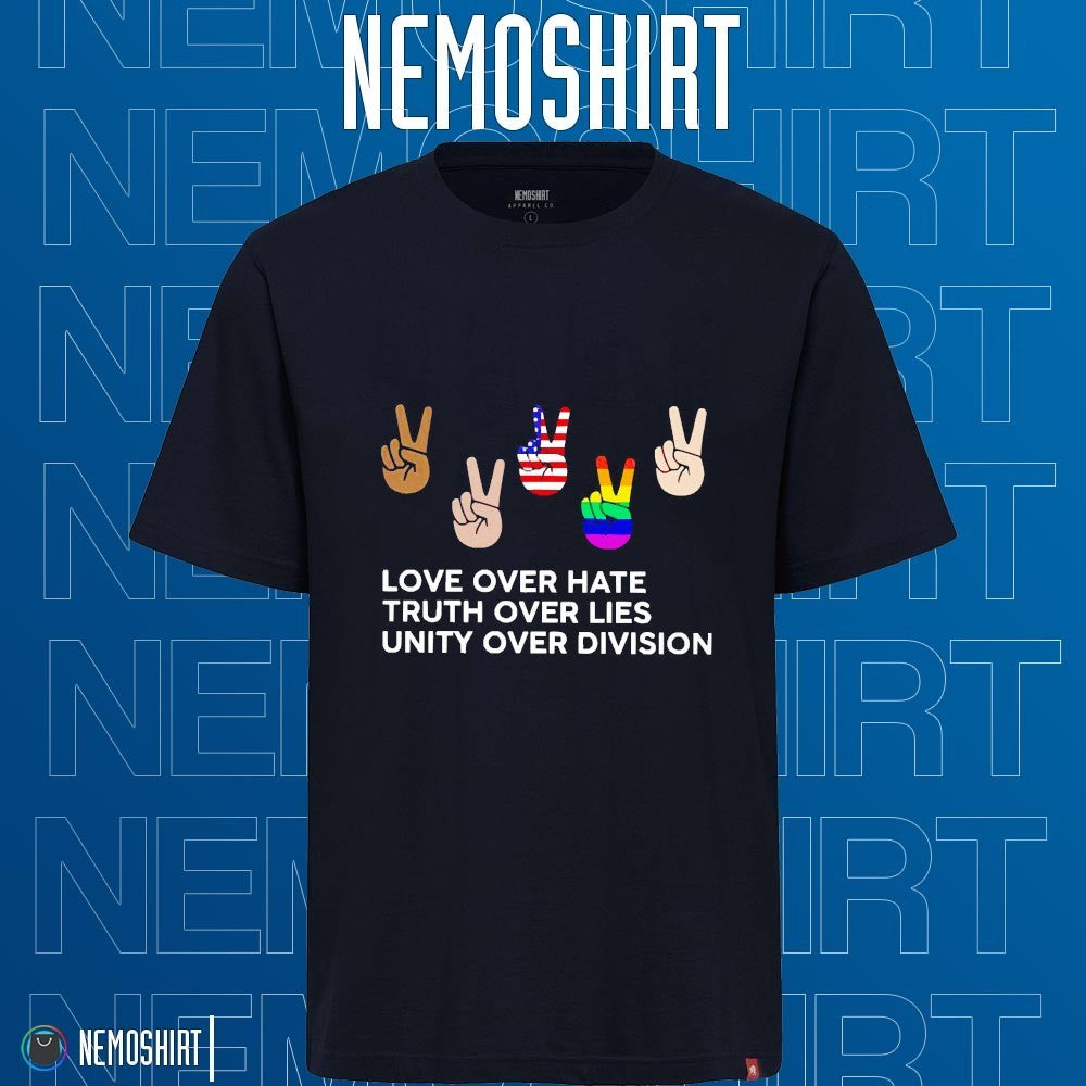 Love over hate truth lies unity division - Adult & Kids T-Shirts, Sweatshirts & Hoodies apparel design preview 1