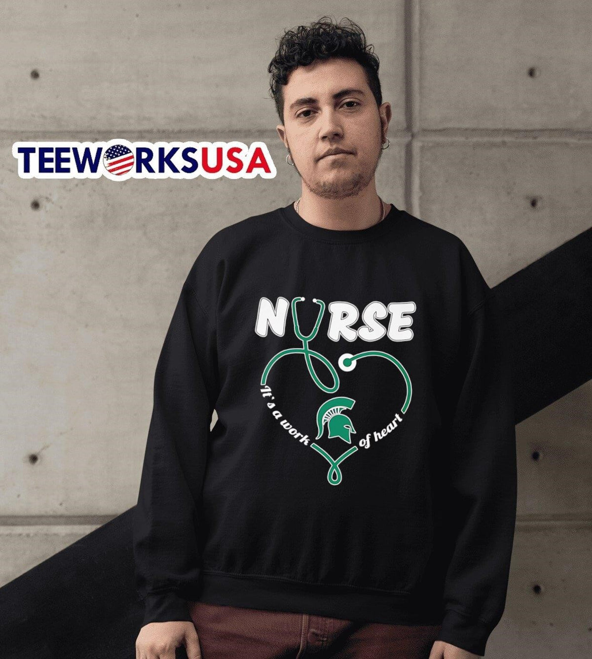 Nurse it's a work of heart Michigan State Spartans - Adult & Kids T-Shirts, Sweatshirts & Hoodies apparel design preview 6