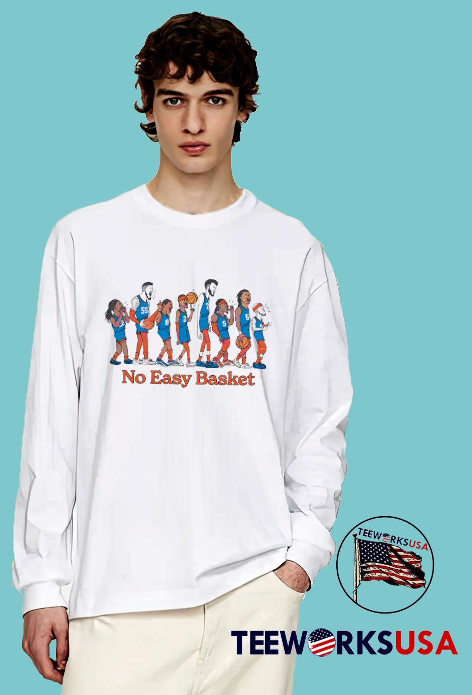 Cartoon Oklahoma City Thunder Players Lined Up With - Adult & Kids T-Shirts, Sweatshirts & Hoodies apparel design preview 4