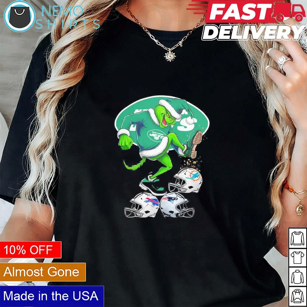 Grinch New York Jet stomp on Dolphins Patriots Bills - Adult & Kids T-Shirts, Sweatshirts & Hoodies apparel design preview 2