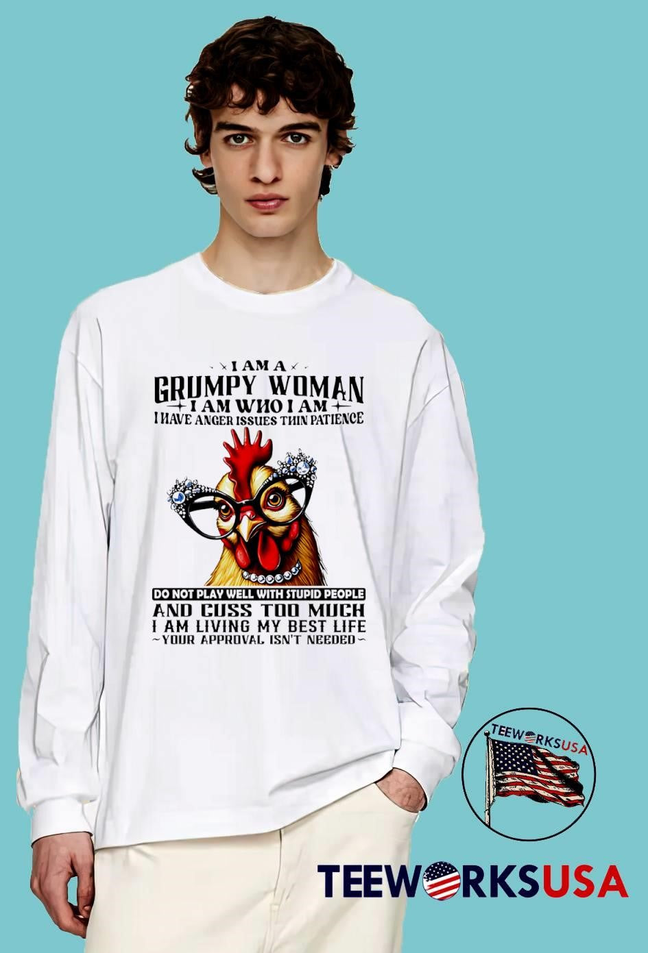 Chicken I Am A Grumpy Woman Whо І Аm Таm Have Anger - Adult & Kids T-Shirts, Sweatshirts & Hoodies apparel design preview 4