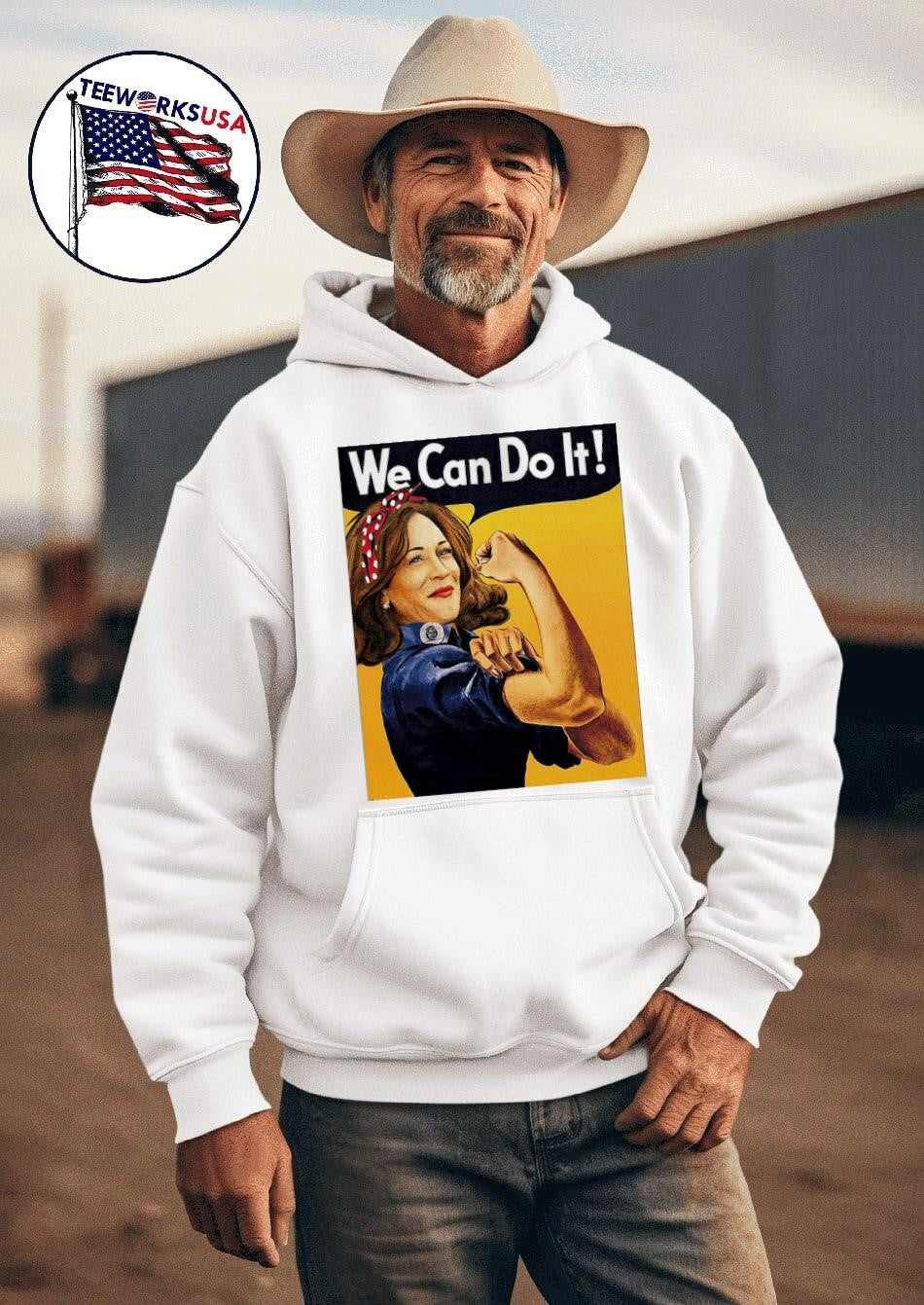 Strong woman Kamala Harris we can do it - Adult & Kids T-Shirts, Sweatshirts & Hoodies apparel design preview 2