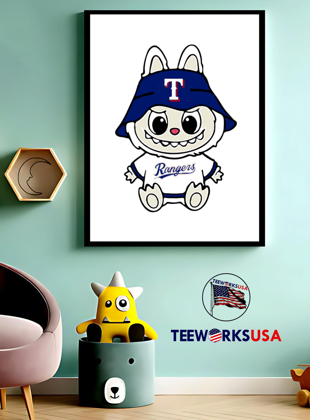 Labubu Texas Rangers - Adult & Kids T-Shirts, Sweatshirts & Hoodies apparel design preview 3