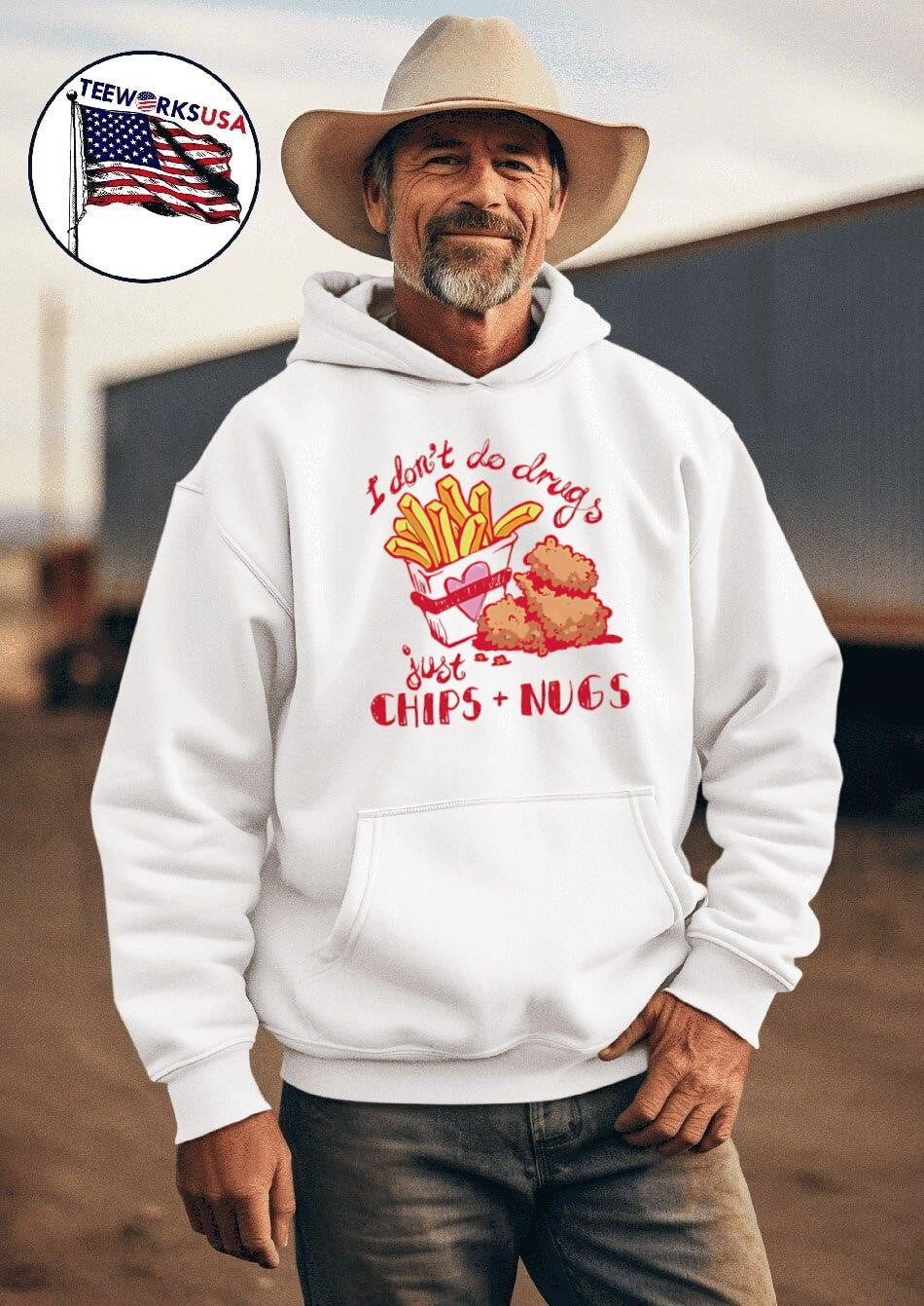 I don't do drugs just chips and nugs - Adult & Kids T-Shirts, Sweatshirts & Hoodies apparel design preview 2