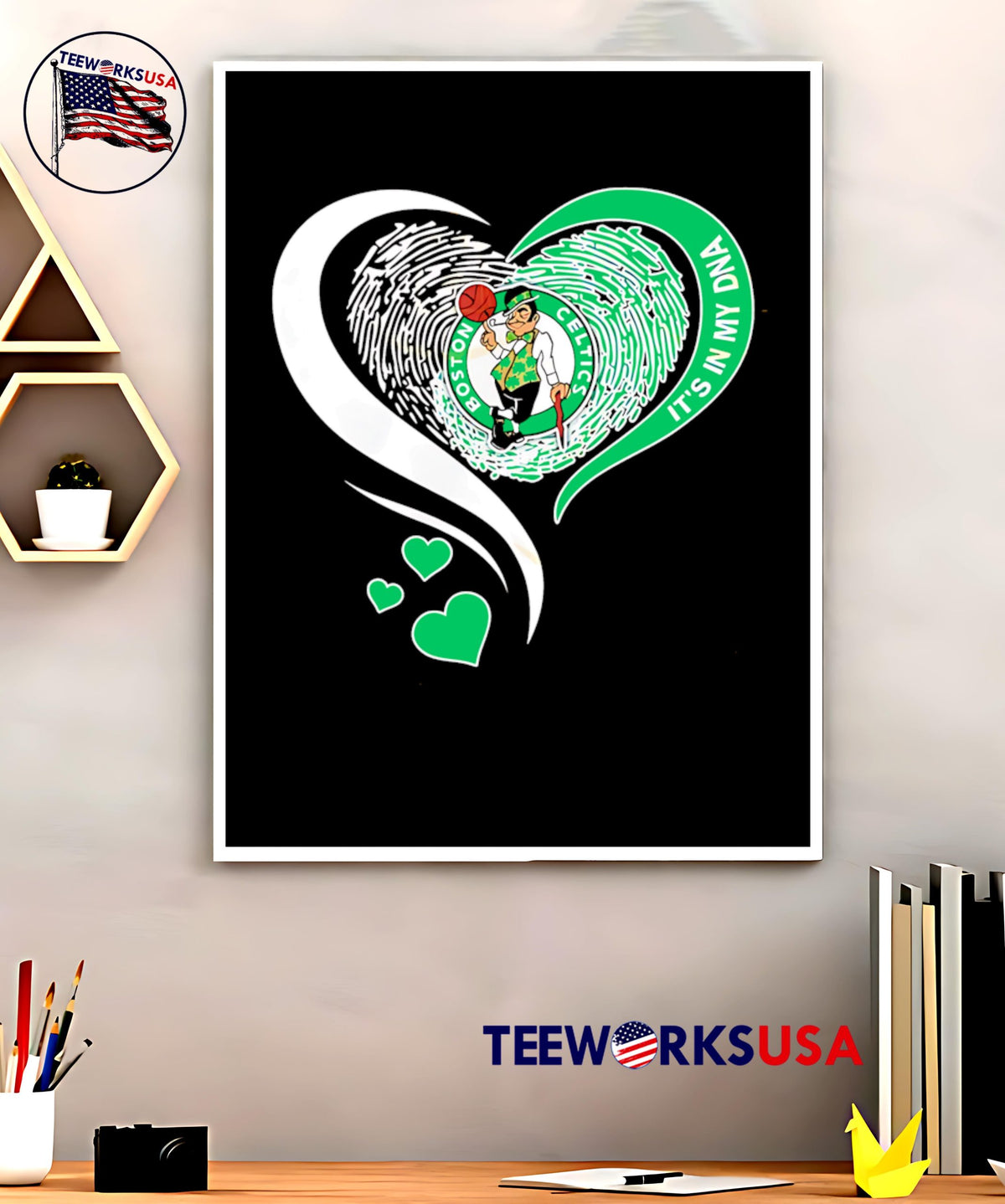 Boston Celtics It's In My DNA Heart - Adult & Kids T-Shirts, Sweatshirts & Hoodies apparel design preview 5