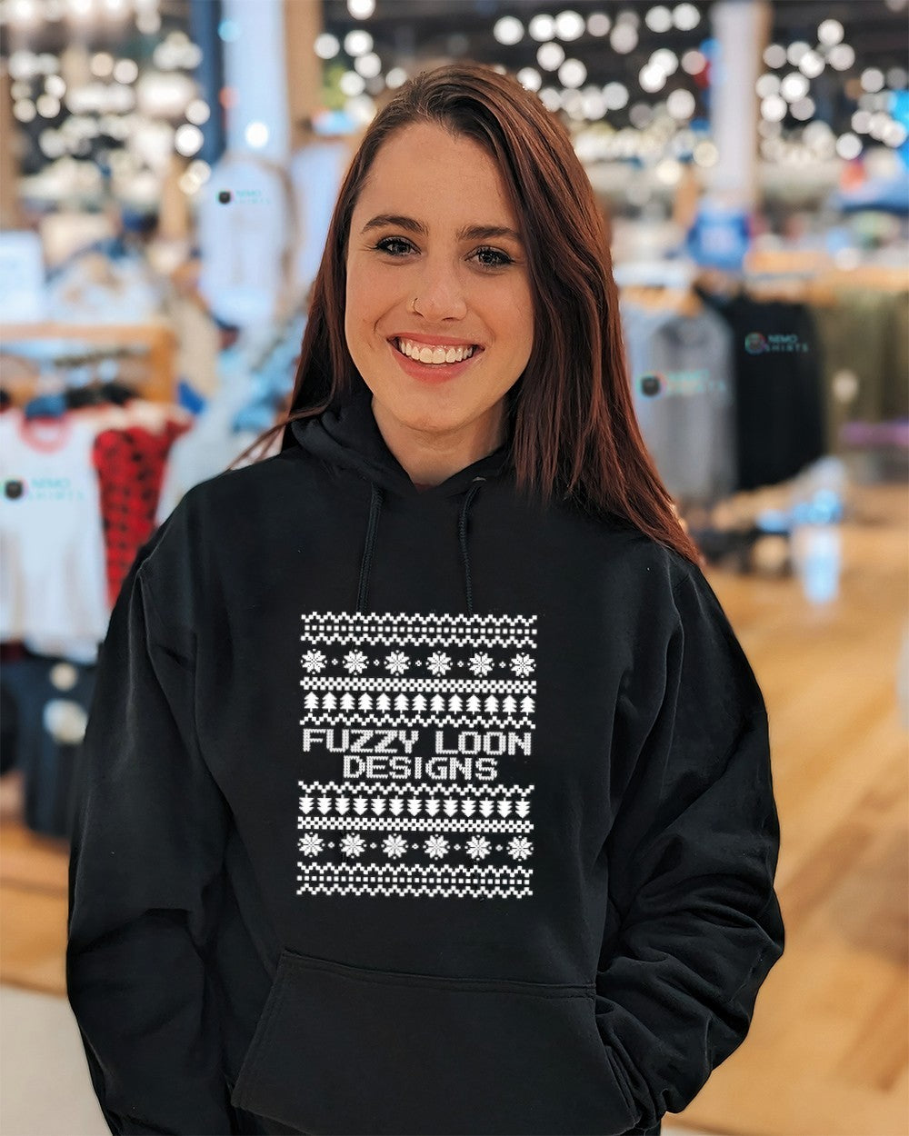 Fuzzy loon designs ugly Christmas - Adult & Kids T-Shirts, Sweatshirts & Hoodies apparel design preview 5