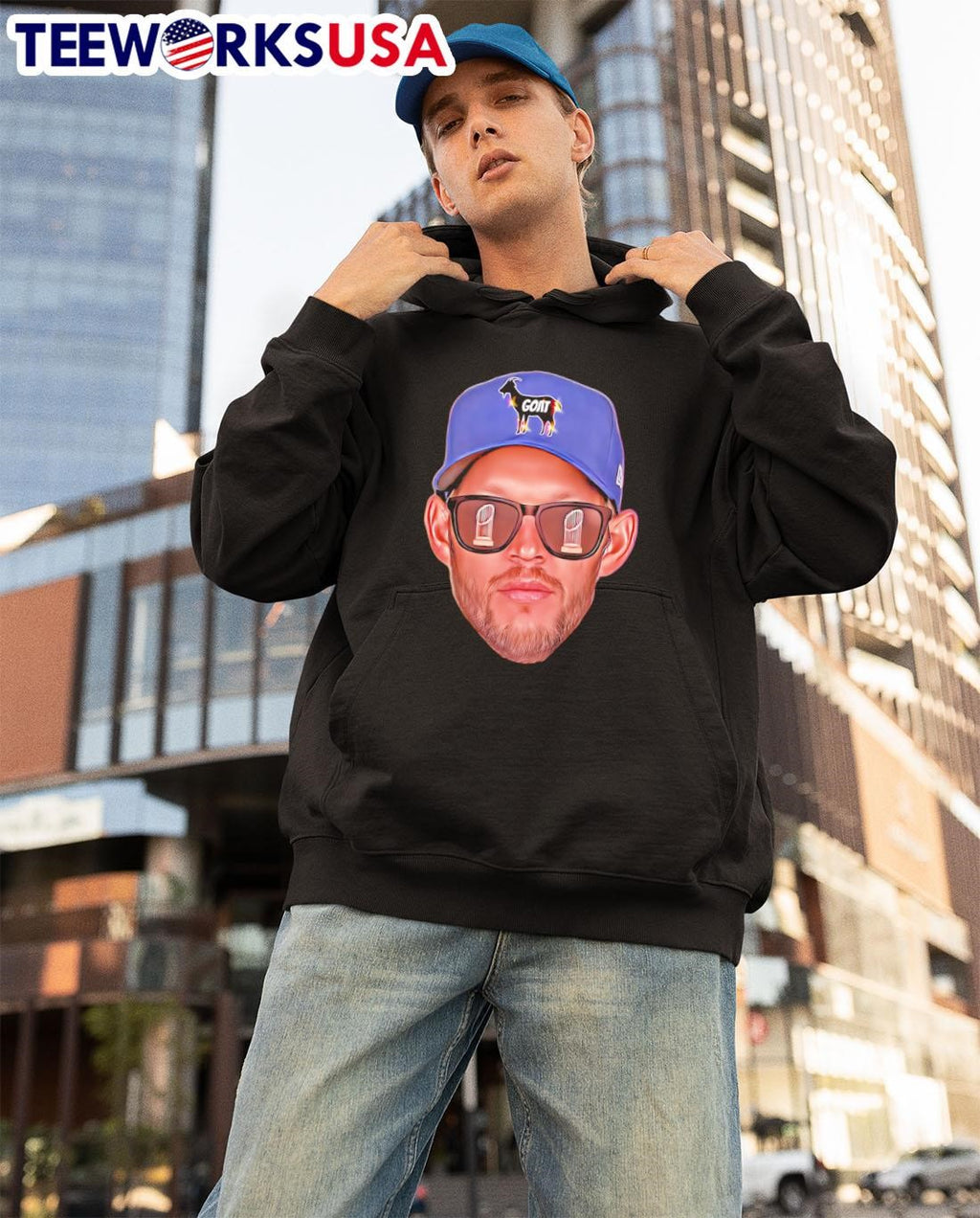 Big Head Clayton Kershaw GOAT - Adult & Kids T-Shirts, Sweatshirts & Hoodies apparel design preview 3