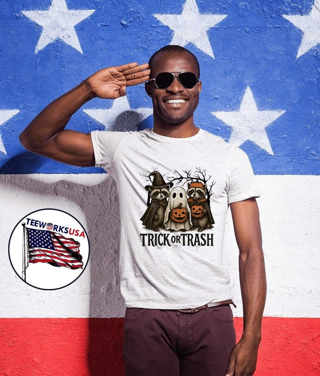 Halloween Raccoon Trick or Trash - Adult & Kids T-Shirts, Sweatshirts & Hoodies apparel design preview 1