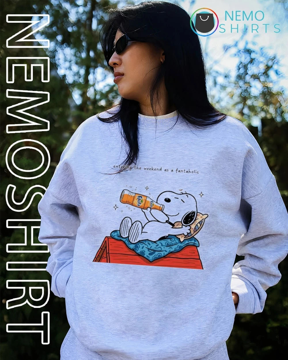 Snoopy Entering the Weekend as a Fantaholic - Adult & Kids T-Shirts, Sweatshirts & Hoodies apparel design preview 4