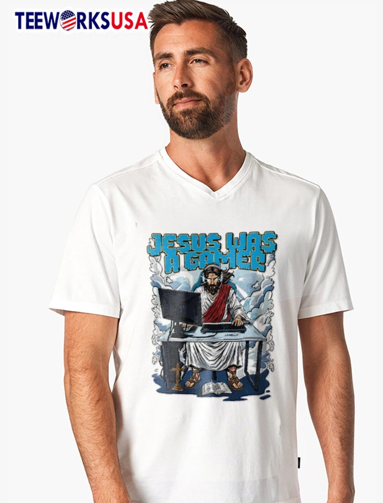 Jesus was a gamer computer - Adult & Kids T-Shirts, Sweatshirts & Hoodies apparel design preview 7