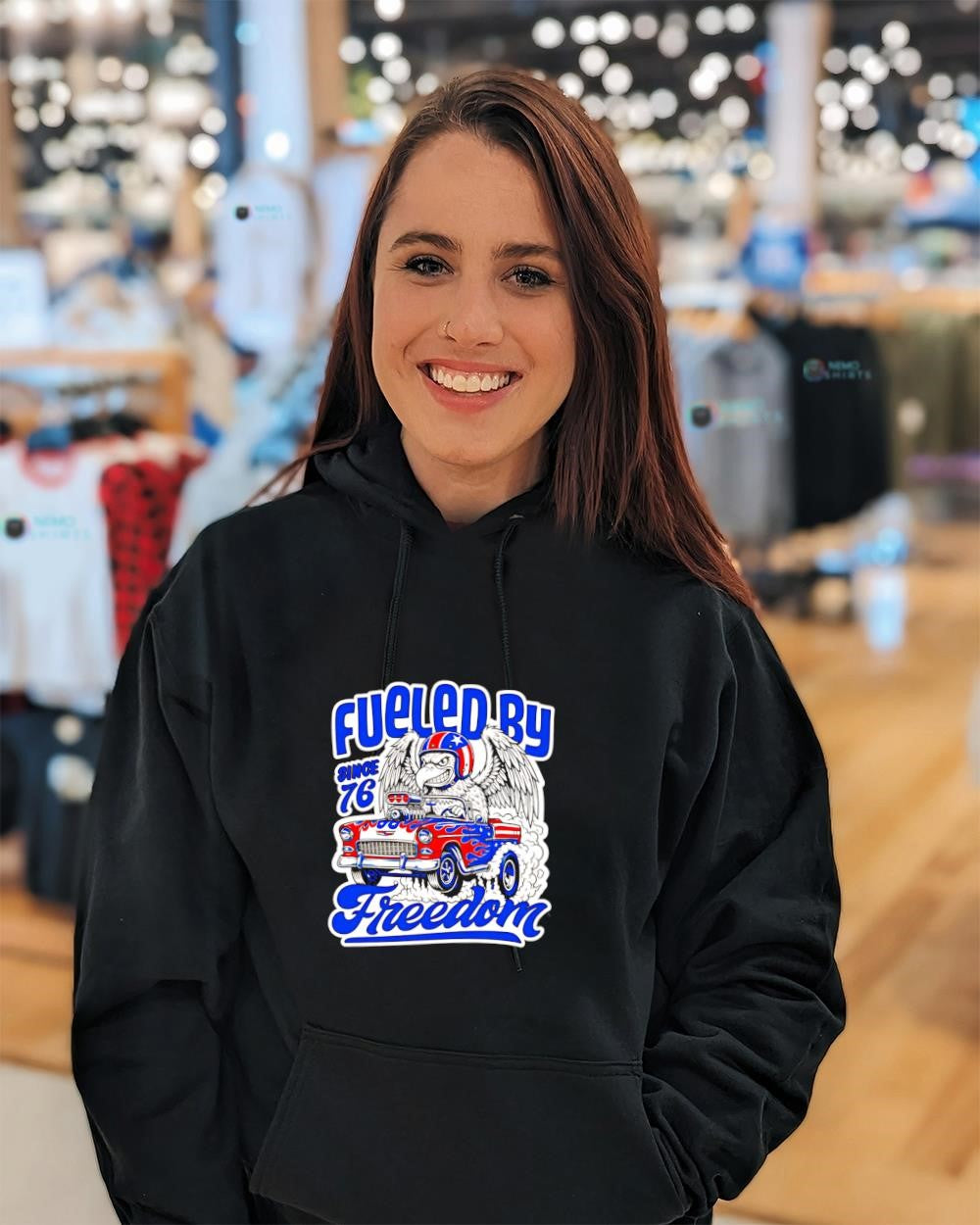 Fueled by freedom hot rod eagle since 76 - Adult & Kids T-Shirts, Sweatshirts & Hoodies apparel design preview 3