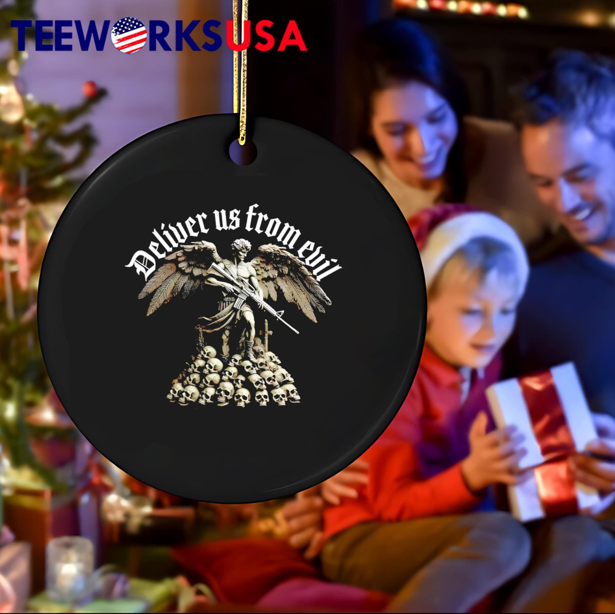 Deliver us from evil gun - Adult & Kids T-Shirts, Sweatshirts & Hoodies apparel design preview 4