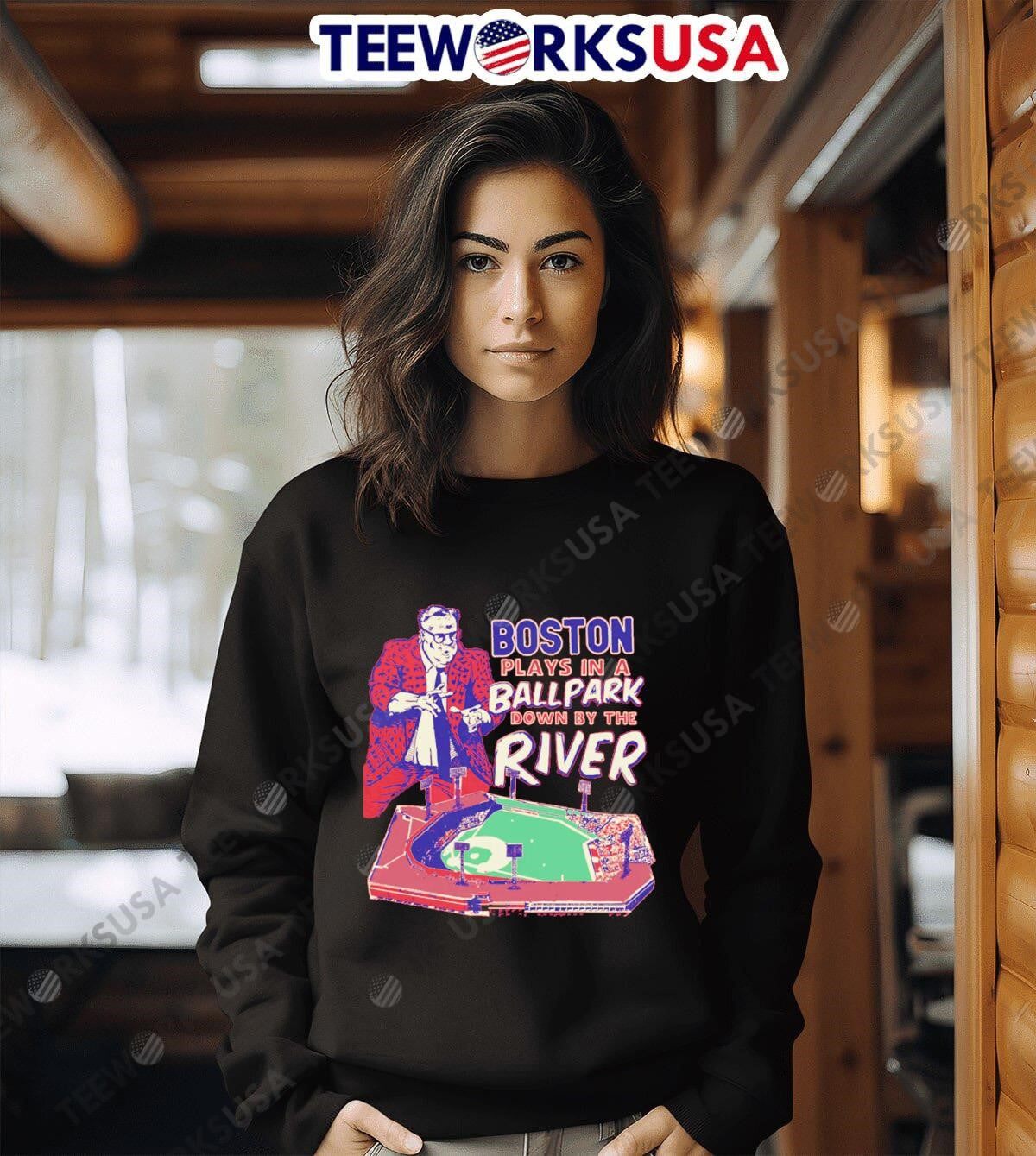 Boston we play in a ballpark down by the river - Adult & Kids T-Shirts, Sweatshirts & Hoodies apparel design preview 3
