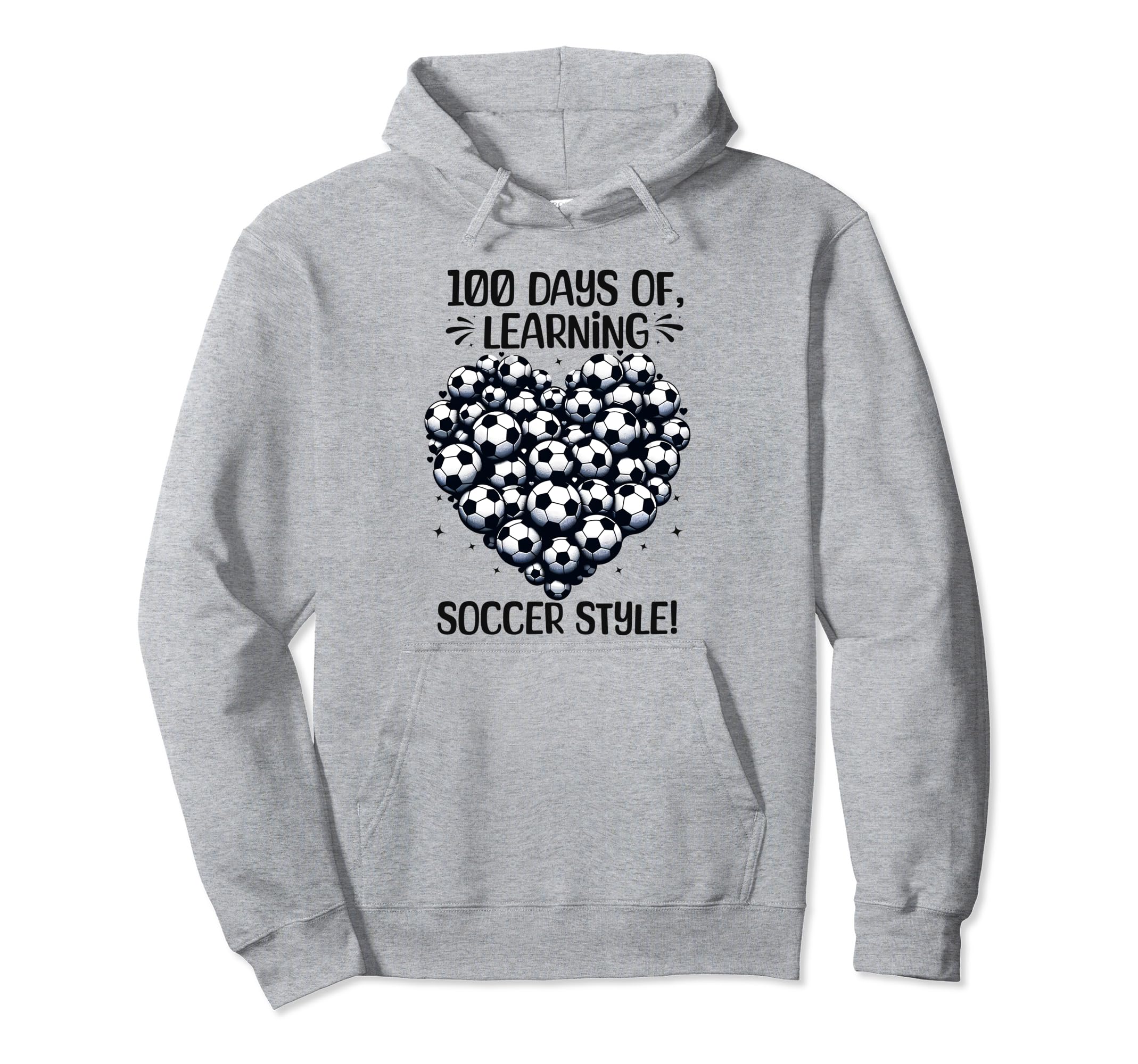 100 Days School Soccer Heart Love 100Th Hoodie - Fun Novelty Design Unisex - T-Shirt, Sweatshirt, Hoodie