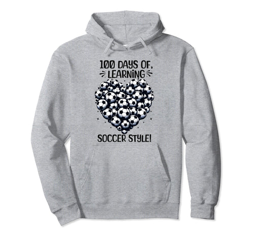 100 Days School Soccer Heart Love 100Th Hoodie - Fun Novelty Design Unisex - T-Shirt, Sweatshirt, Hoodie