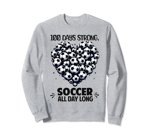 100 Days School Soccer Heart Love Sweatshirt - Aesthetic Graphic Men Women - T-Shirt, Sweatshirt, Hoodie