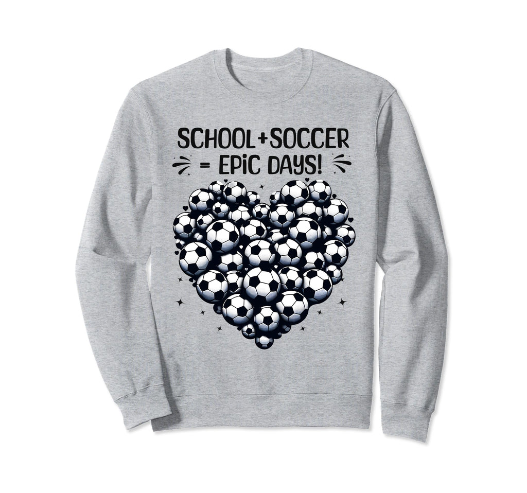 100 Days School Soccer Heart Love Sweatshirt - Novelty Apparel for Adults - T-Shirt, Sweatshirt, Hoodie