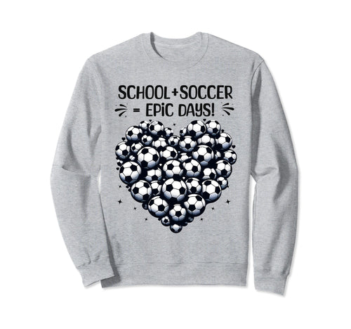 100 Days School Soccer Heart Love Sweatshirt - Novelty Apparel for Adults - T-Shirt, Sweatshirt, Hoodie