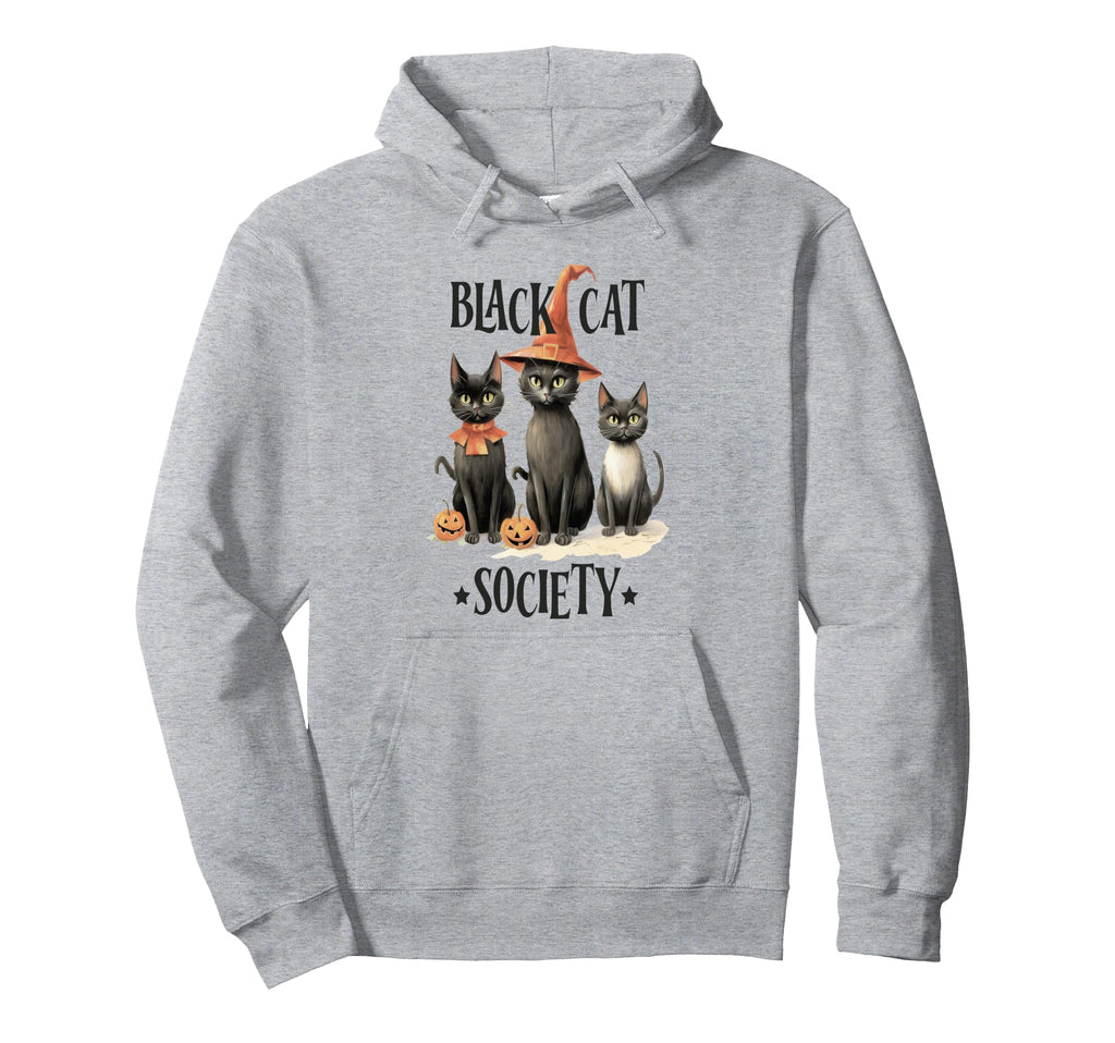 1950S Halloween Black Cats Society Kitty Hoodie - Custom Art Print Unisex - T-Shirt, Sweatshirt, Hoodie