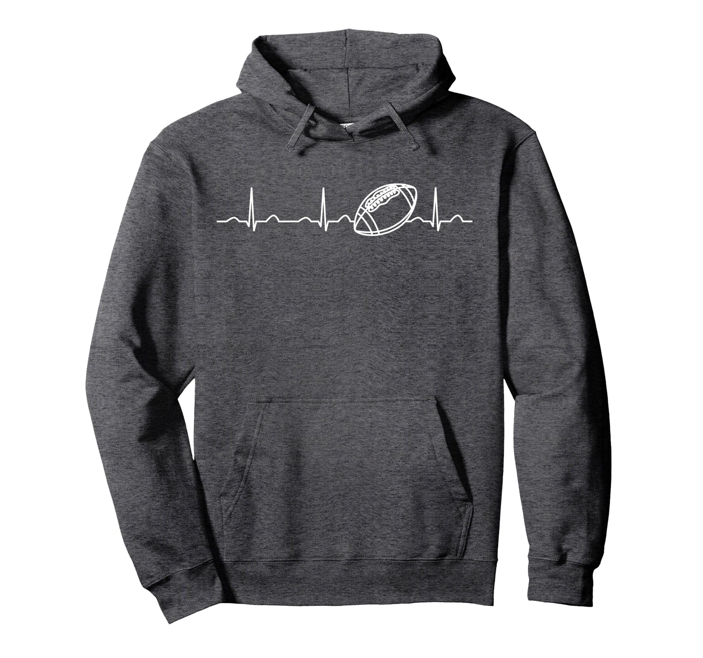Funny Football Ball Heartbeat Fan Hoodie - Novelty Apparel Men Women - T-Shirt, Sweatshirt, Hoodie