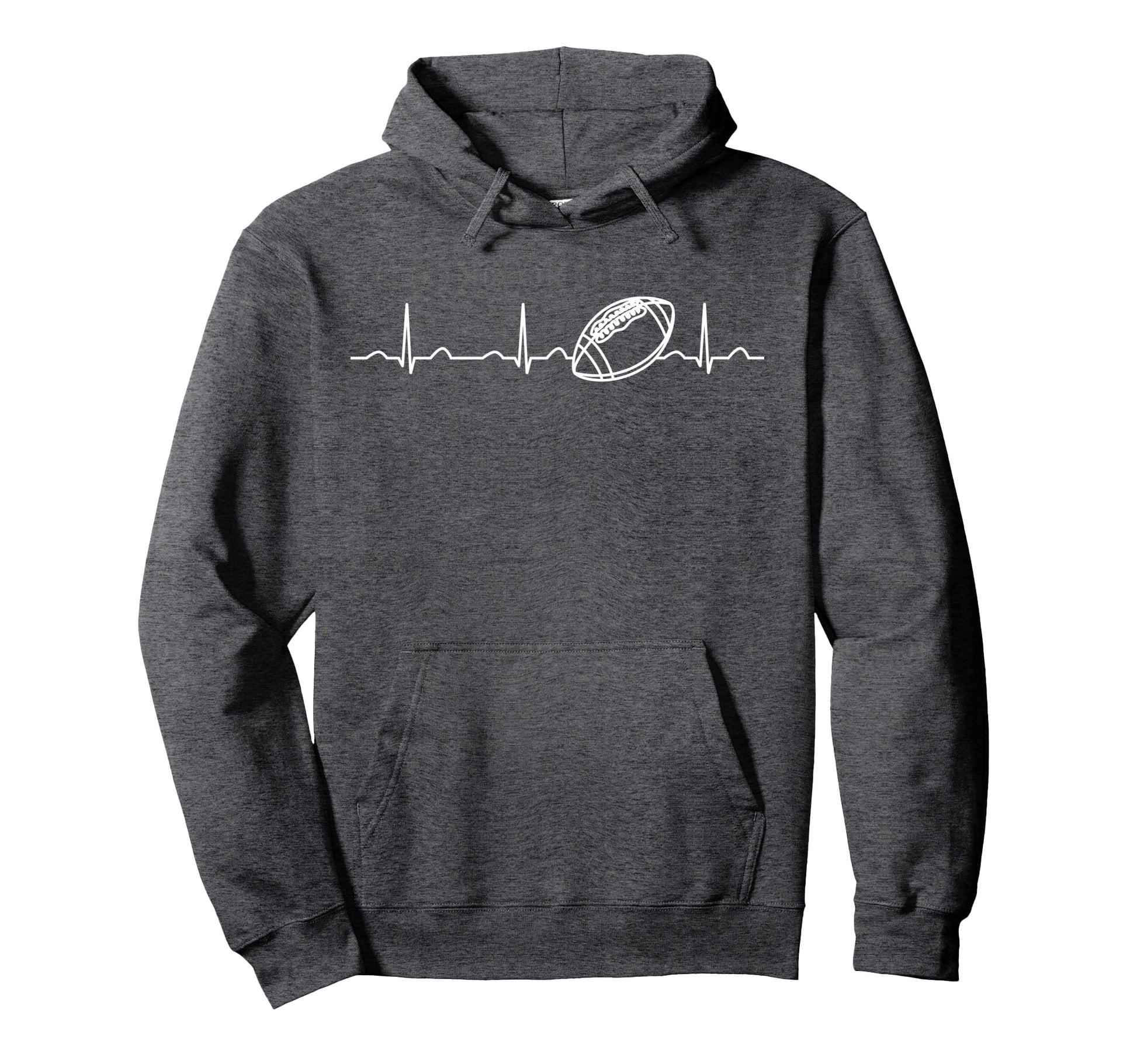 Funny Football Ball Heartbeat Fan Hoodie - Novelty Apparel Men Women - T-Shirt, Sweatshirt, Hoodie