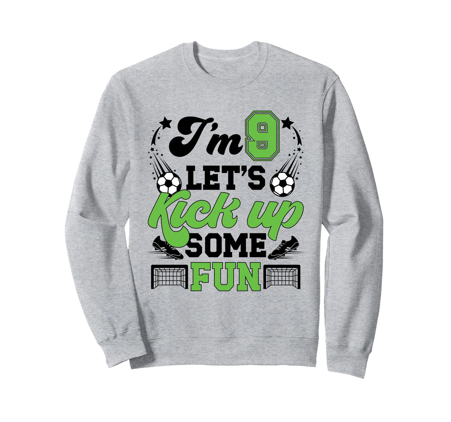 9Th Birthday Soccer Nine Year Old Sweatshirt - Trendy Graphic Unisex - T-Shirt, Sweatshirt, Hoodie