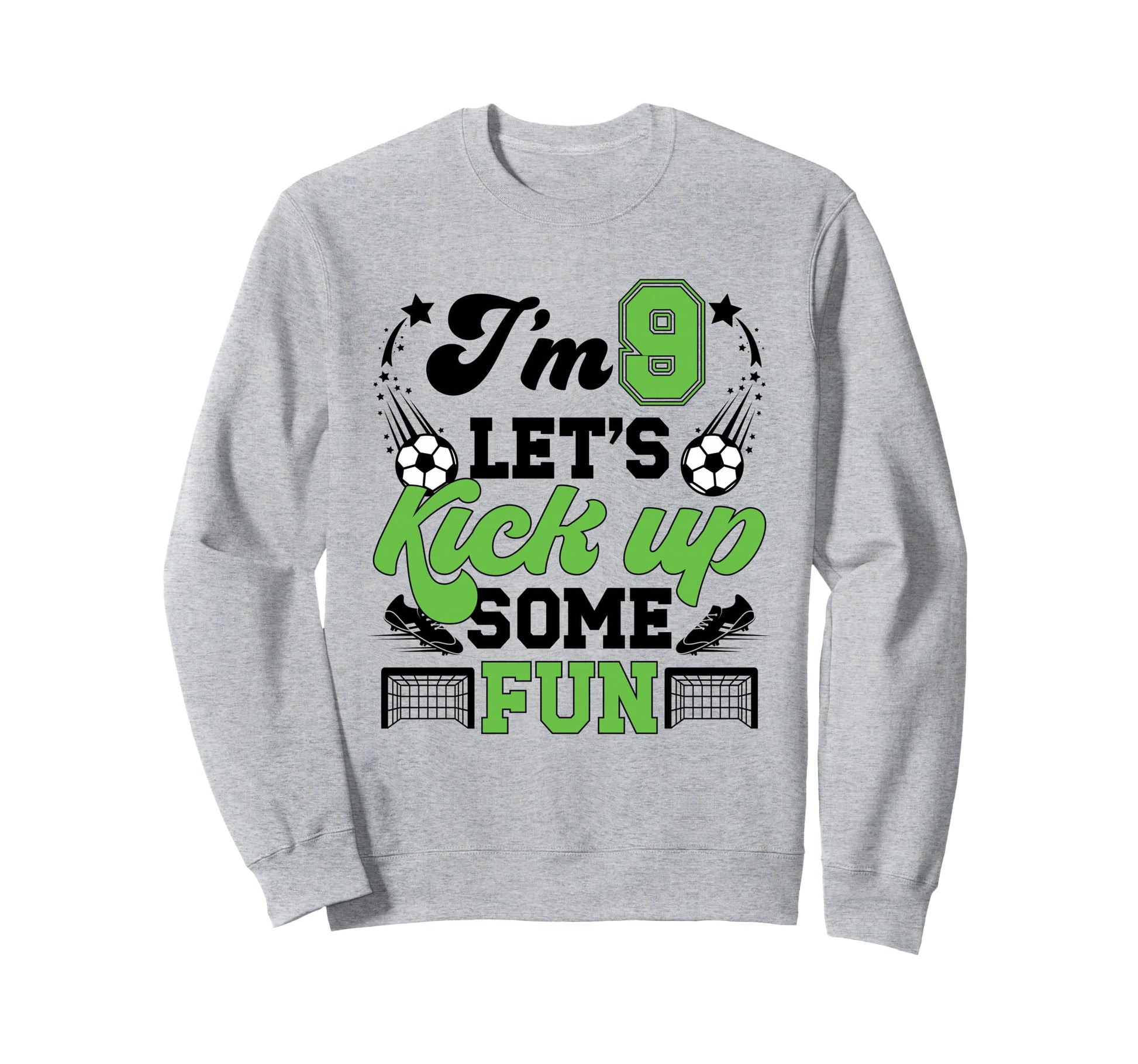 9Th Birthday Soccer Nine Year Old Sweatshirt - Trendy Graphic Unisex - T-Shirt, Sweatshirt, Hoodie