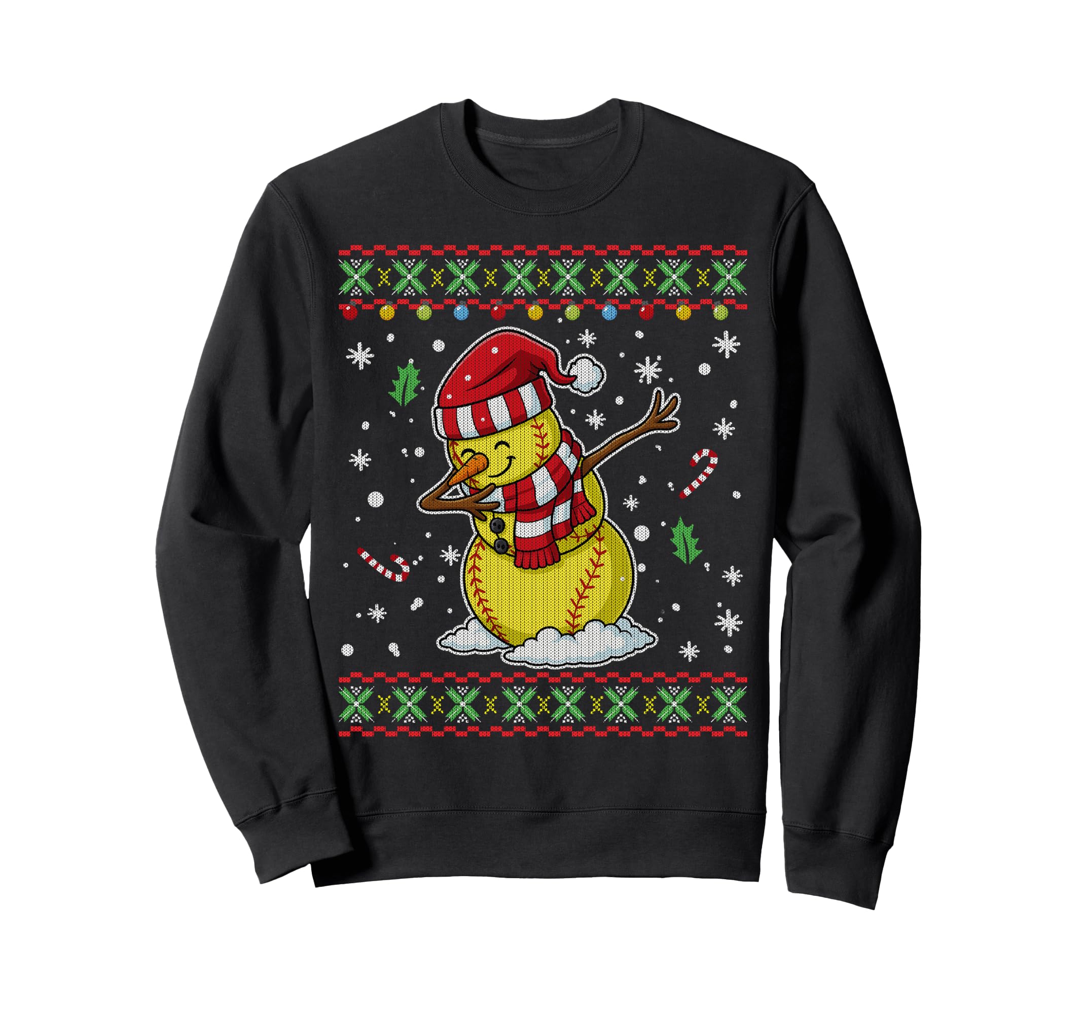Funny Softball Snowman Dabbing Sweatshirt - Casual Everyday Wear Unisex - T-Shirt, Sweatshirt, Hoodie