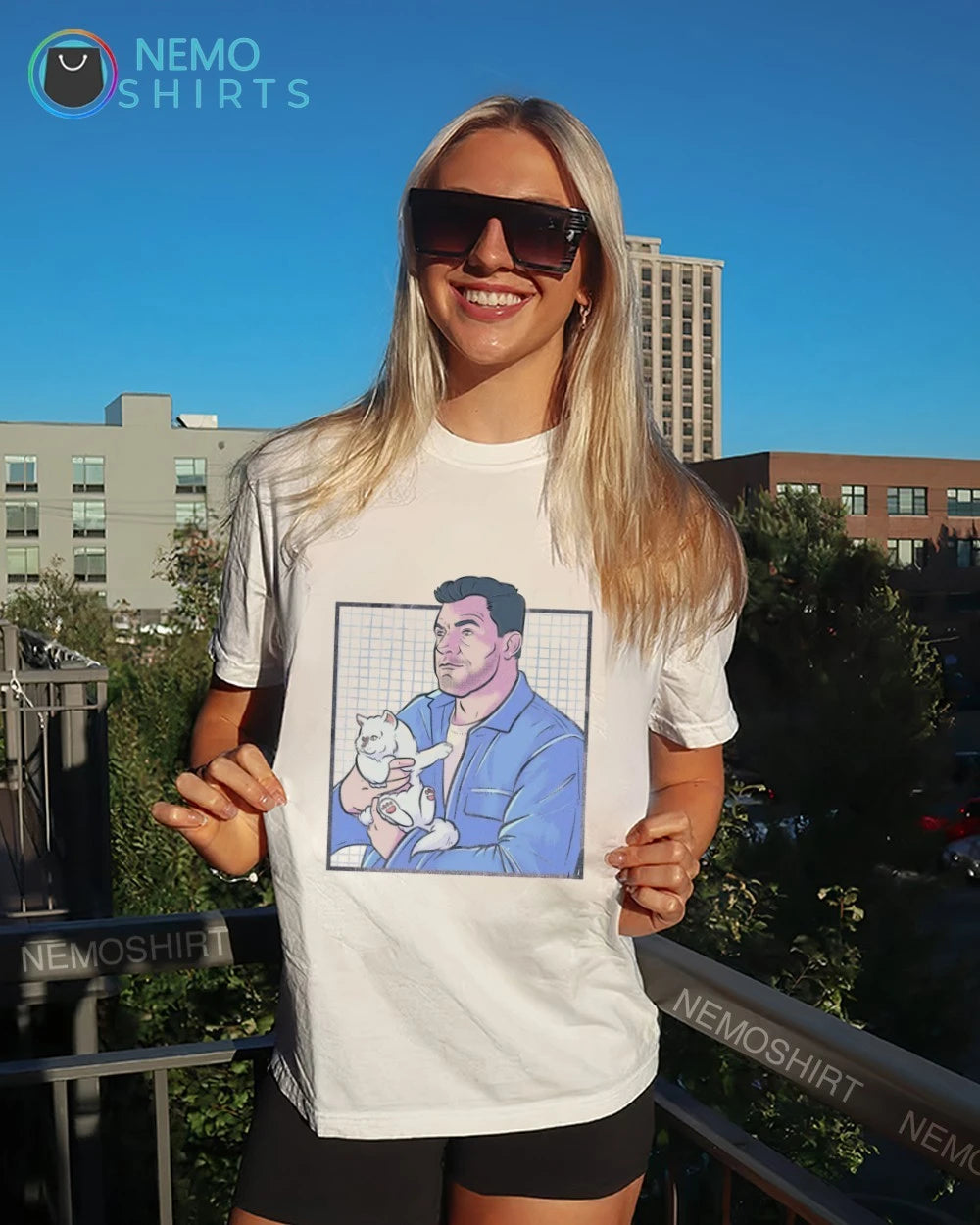 Alan Ritchson holding a kitty - Adult & Kids T-Shirts, Sweatshirts & Hoodies apparel design preview 7