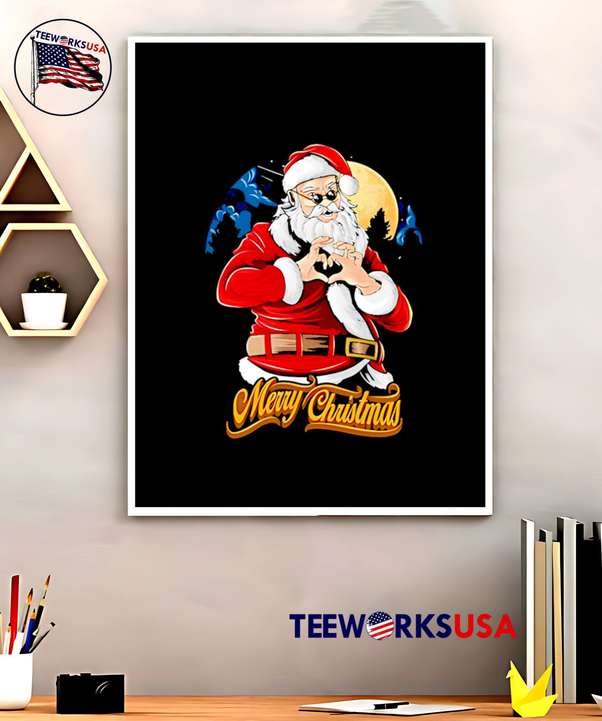 Merry Christmas Santa Claus relax heart - Adult & Kids T-Shirts, Sweatshirts & Hoodies apparel design preview 5
