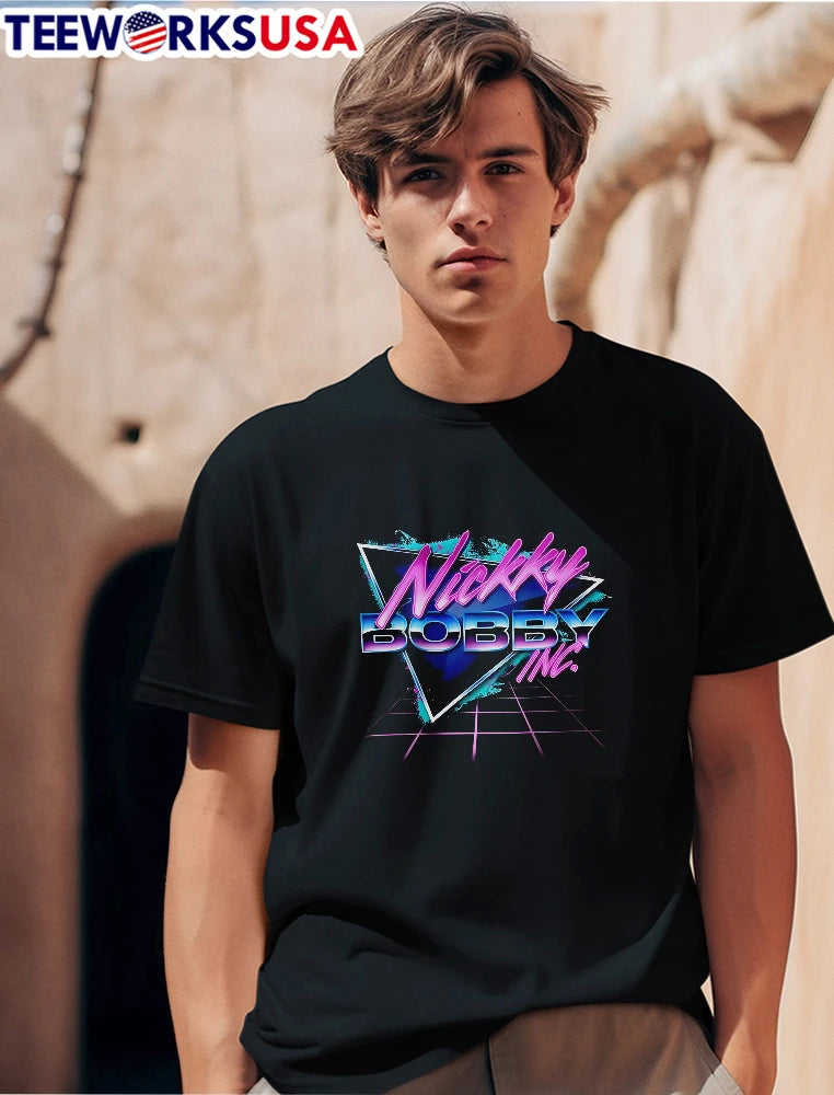 Nickky Bobby Inc Retro Synthwave Triangle Grid Neon - Adult & Kids T-Shirts, Sweatshirts & Hoodies apparel design preview 1