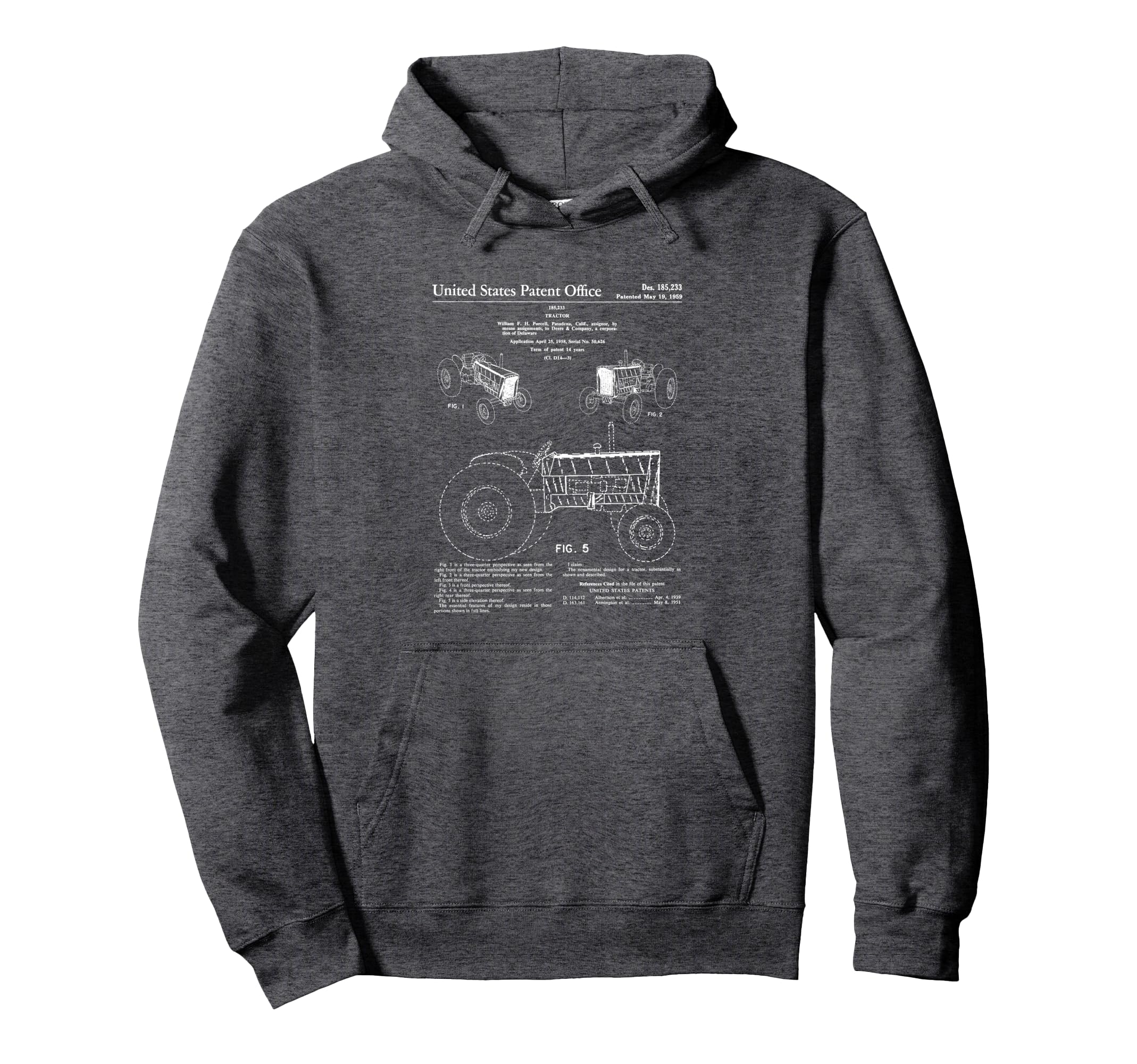 1959 Farm Tractor Patent Drawing Gift Hoodie - Streetwear Style Unisex - T-Shirt, Sweatshirt, Hoodie