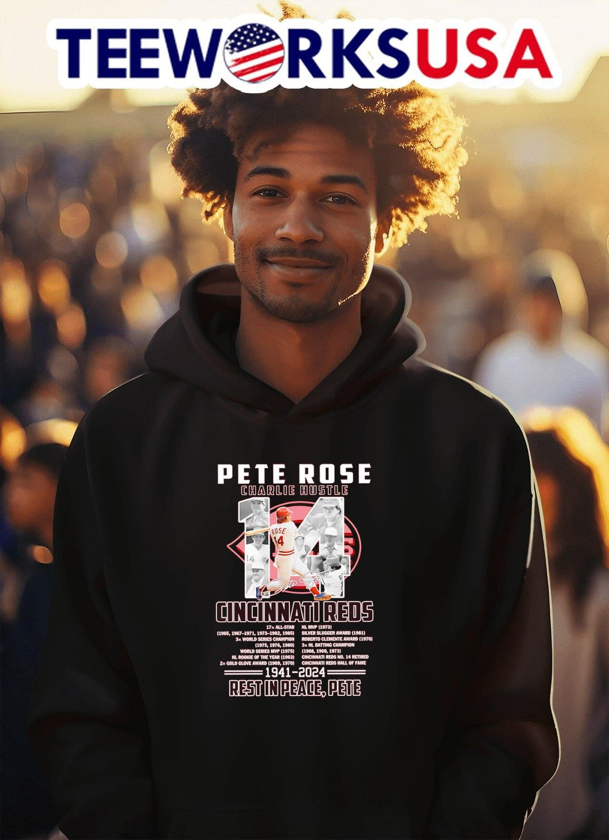 Pete Rose Charlie Hustle Cincinnati Reds 1941 2024 - Adult & Kids T-Shirts, Sweatshirts & Hoodies apparel design preview 2
