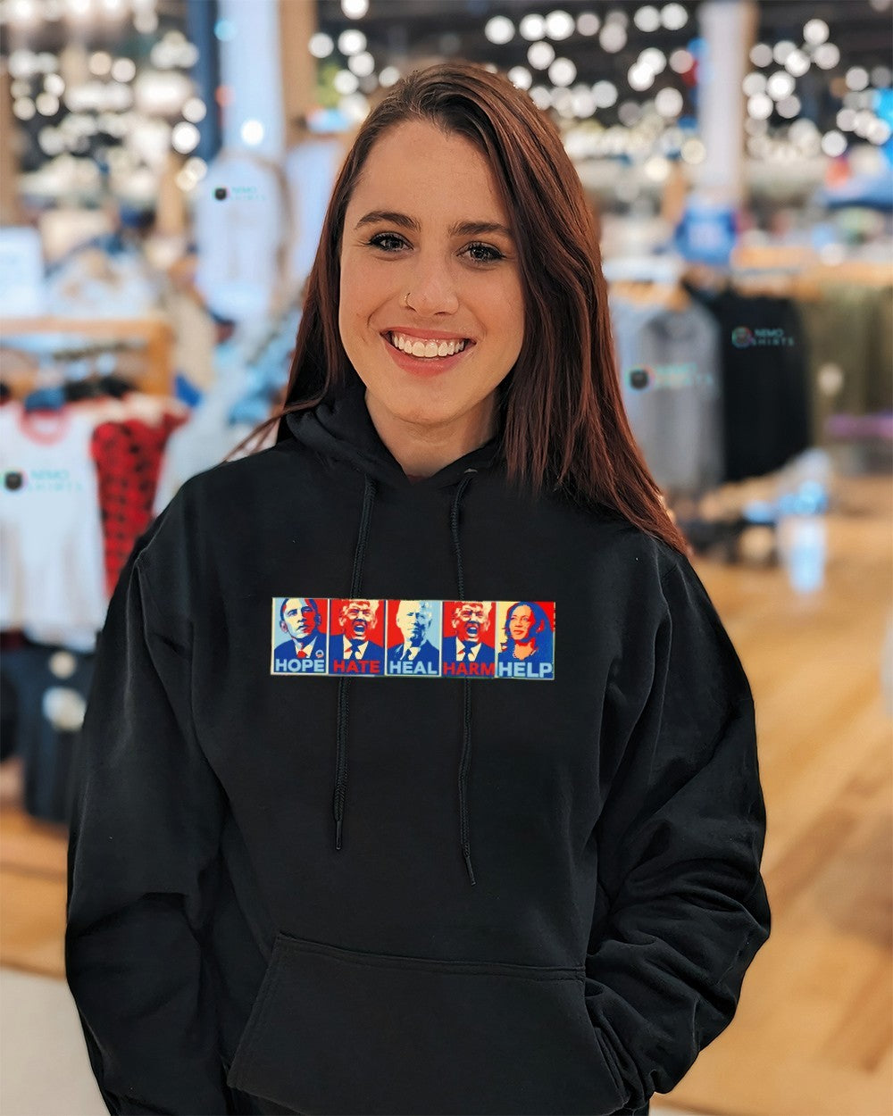 Obama hope Trump hate Biden heal harm Harris help - Adult & Kids T-Shirts, Sweatshirts & Hoodies apparel design preview 5