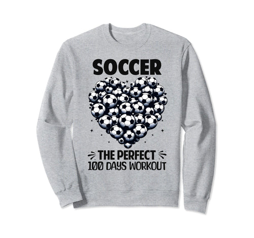 100 Days School Soccer Heart Love Sweatshirt - Minimalist Print Men Women - T-Shirt, Sweatshirt, Hoodie