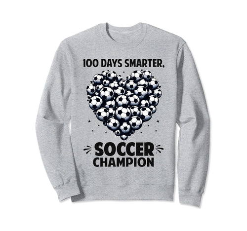 100 Days School Soccer Heart Love Sweatshirt - Graphic Print for Adults - T-Shirt, Sweatshirt, Hoodie