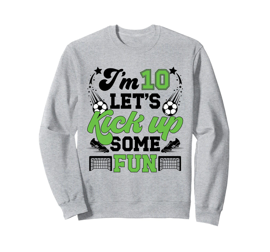 10Th Birthday Soccer Ten Year Sweatshirt - Aesthetic Graphic for Adults - T-Shirt, Sweatshirt, Hoodie