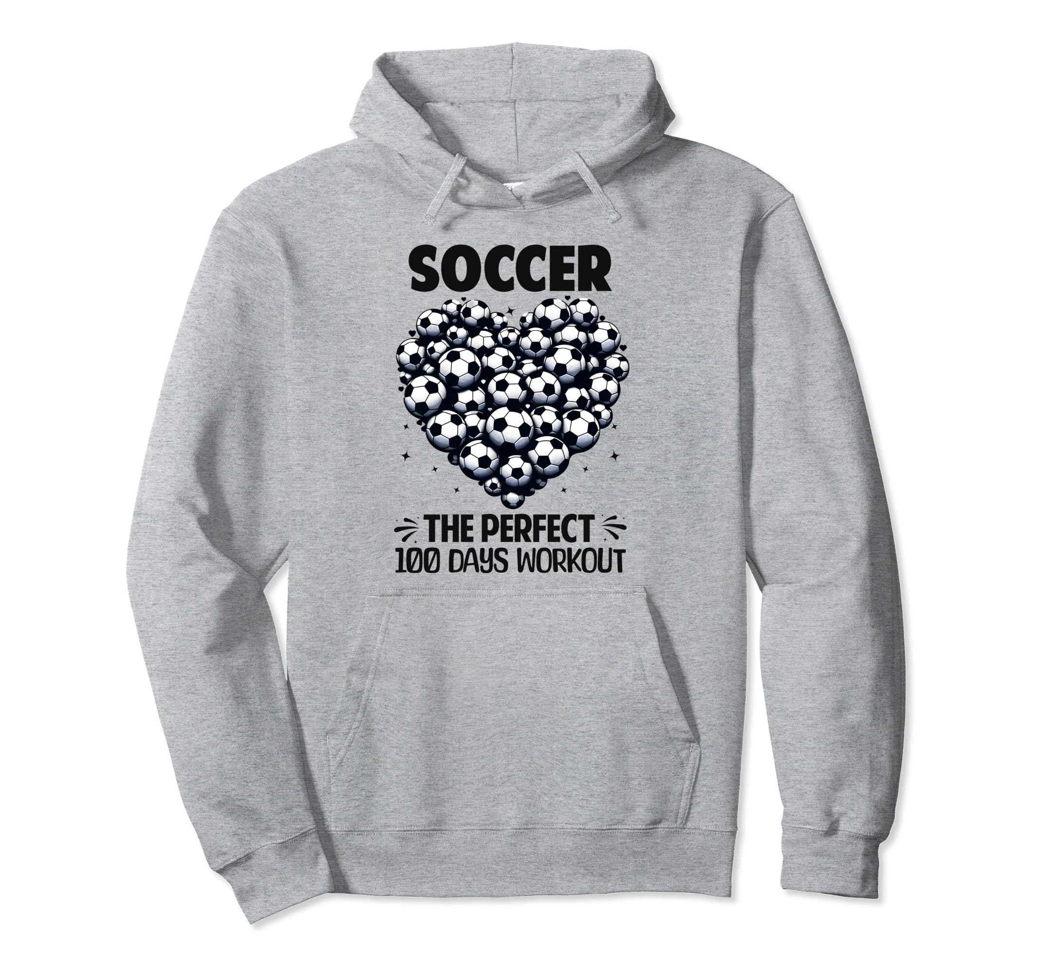 100 Days School Soccer Heart Love 100Th Day Hoodie - Graphic Print Unisex - T-Shirt, Sweatshirt, Hoodie