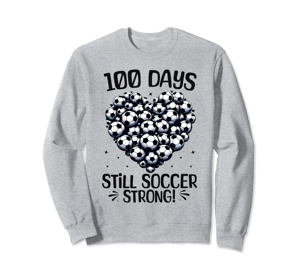 100 Days School Soccer Heart Love Sweatshirt - Graphic Print Men Women - T-Shirt, Sweatshirt, Hoodie