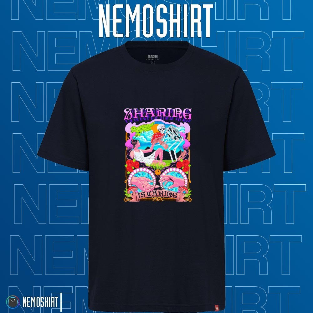 Sharing is caring skeleton mushrooms with a woman 420 - Adult & Kids T-Shirts, Sweatshirts & Hoodies apparel design preview 1