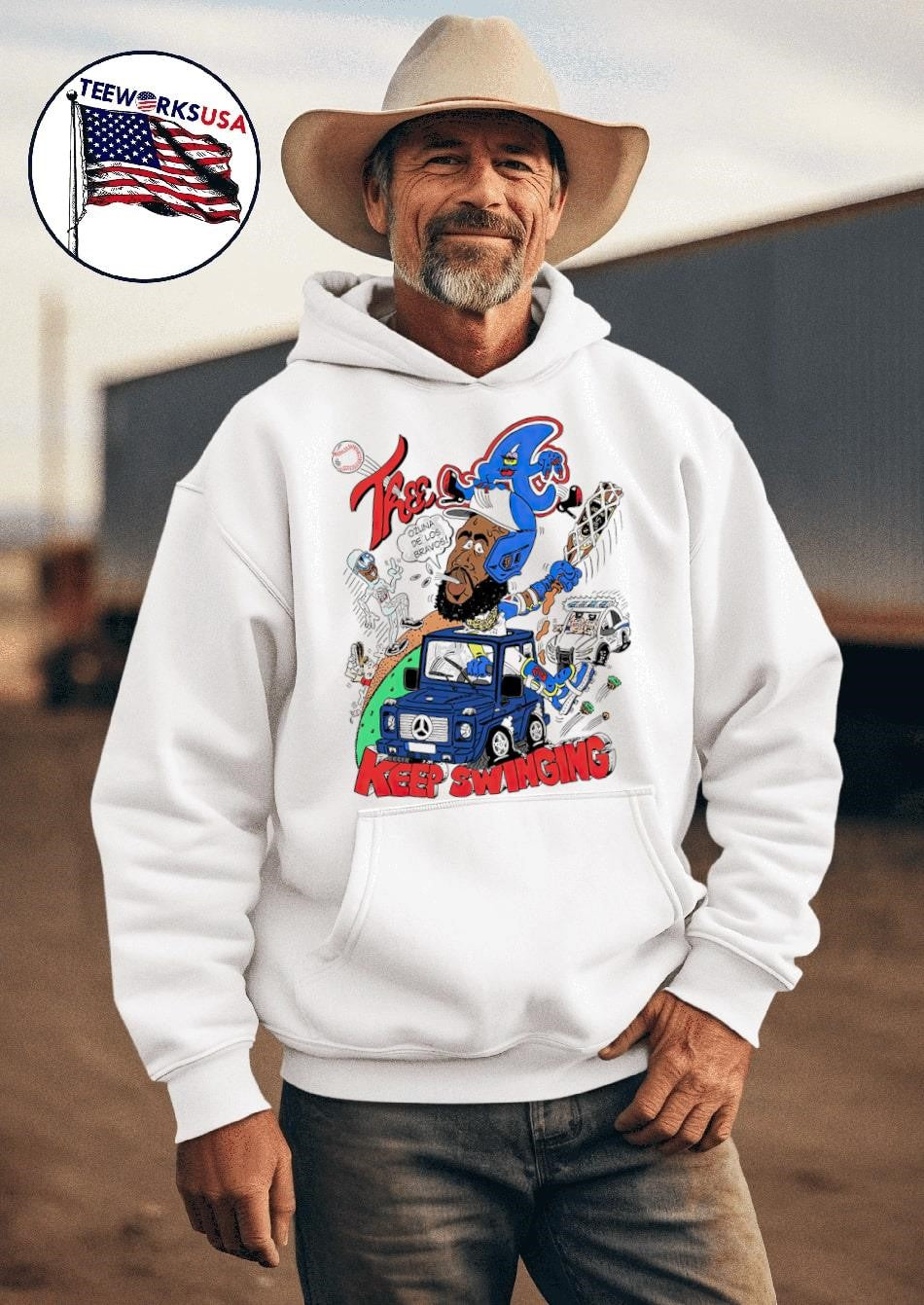 Atlanta Braves Marcell Ozuna keep swinging - Adult & Kids T-Shirts, Sweatshirts & Hoodies apparel design preview 2