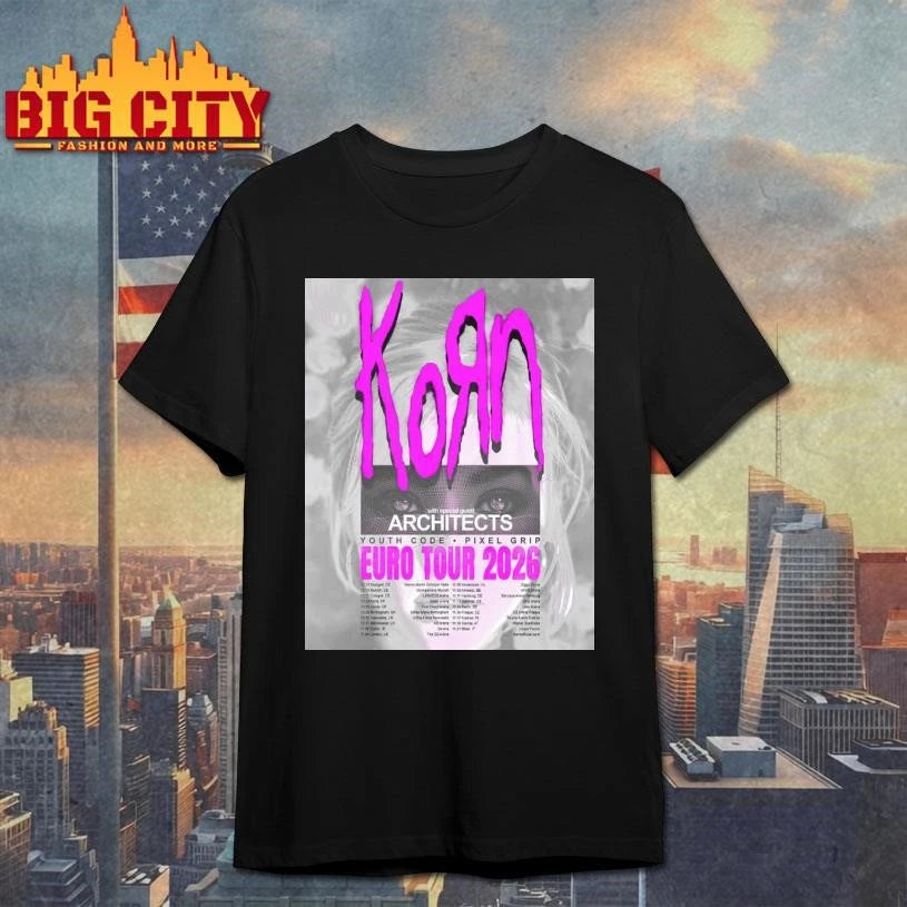Korn Euro Tour 2026 Schedule Dates Poster - Adult & Kids T-Shirts, Sweatshirts & Hoodies apparel design preview 1