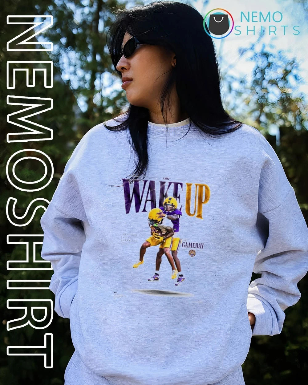 LSU Tigers Wake Up It's Gameday Football - Adult & Kids T-Shirts, Sweatshirts & Hoodies apparel design preview 2