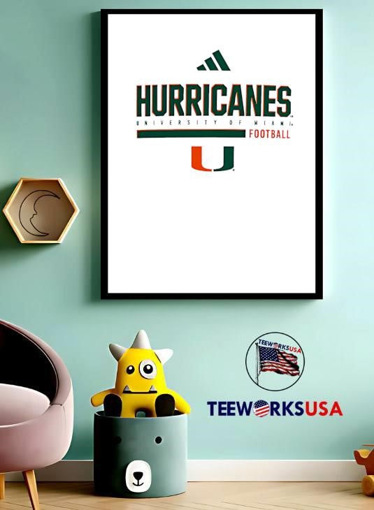 Miami Hurricanes White Football Pregame Performance - Adult & Kids T-Shirts, Sweatshirts & Hoodies apparel design preview 3